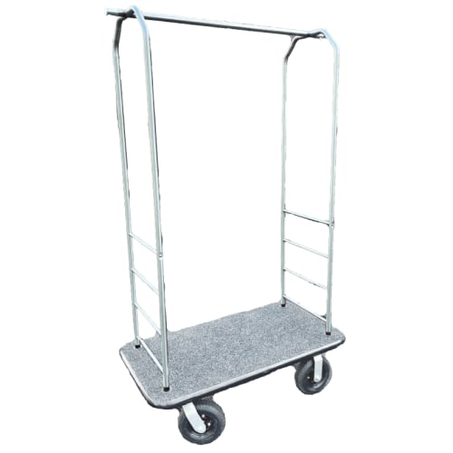 Carrito de Equipaje Cromado, Protector Gris, Neumático Gris de 8 in, Alfombra Gris